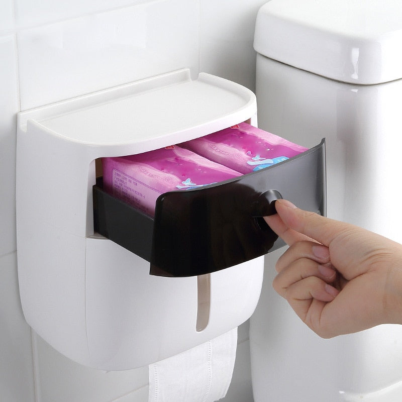 Wall Mounted Toilet Paper Holder And Storage